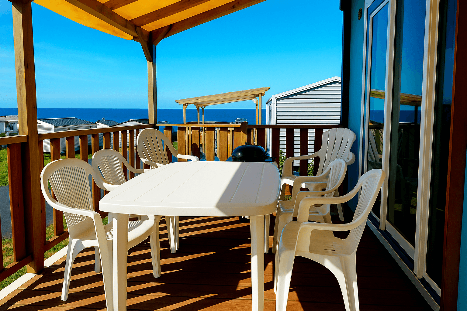 Vue mer panoramique depuis le mobil-home Prestige